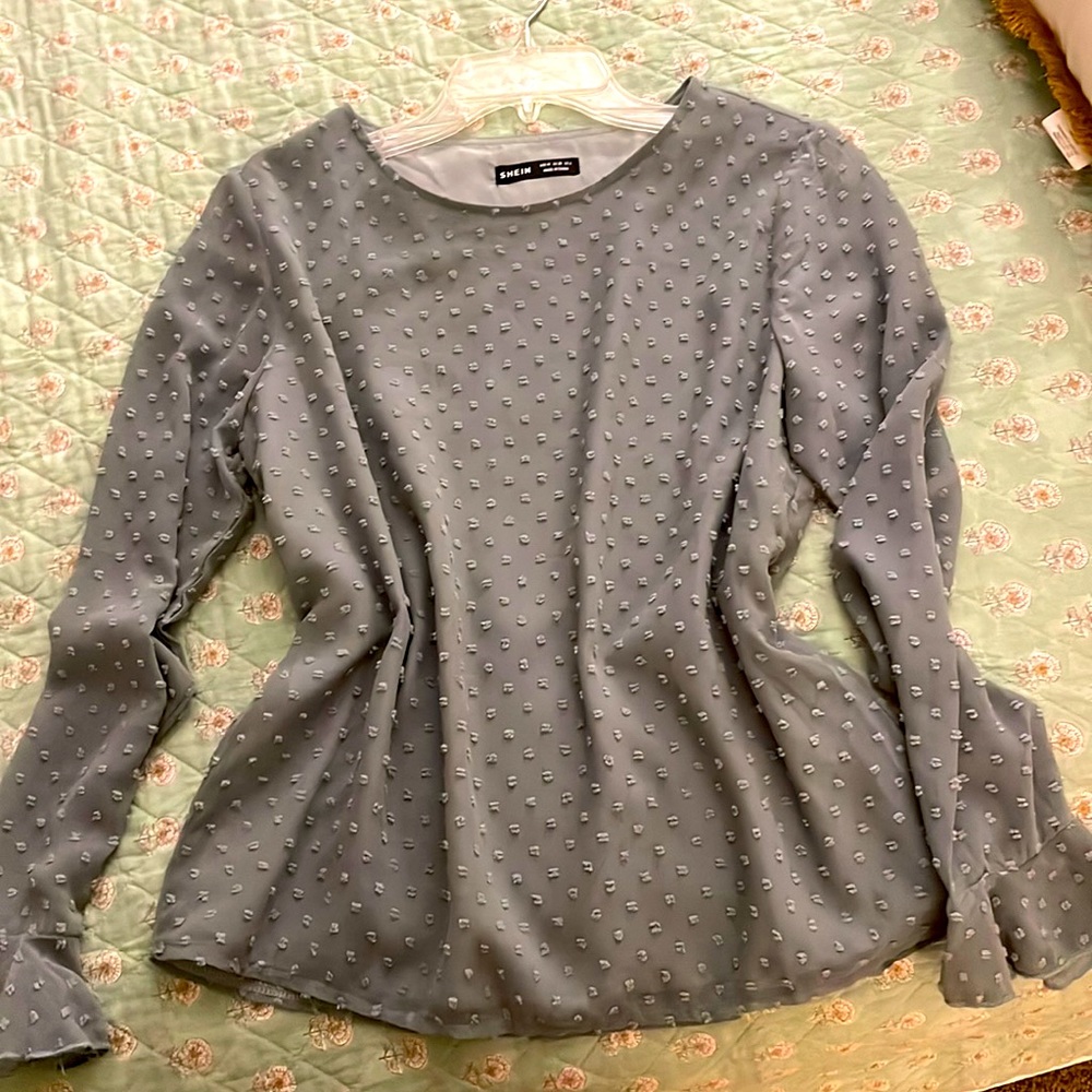 beautiful muted green gray blouse